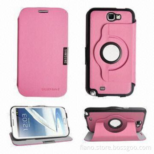 Phone Leather Case for Samsung Galaxy Note II with PC Back Cover